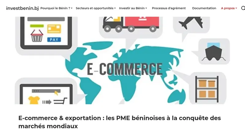 Article du portail Investir au Bénin sur l’e-commerce et l’exportation des PME béninoises