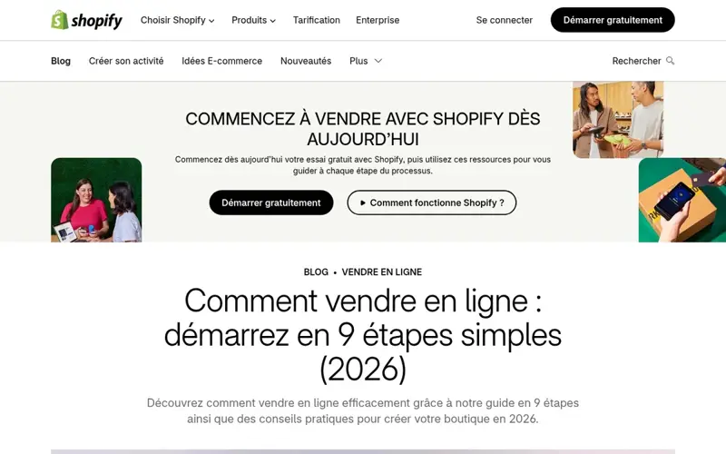 Guide Shopify « Comment vendre en ligne » (page française)