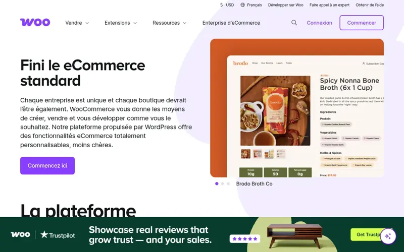 Page d’accueil WooCommerce (version française)