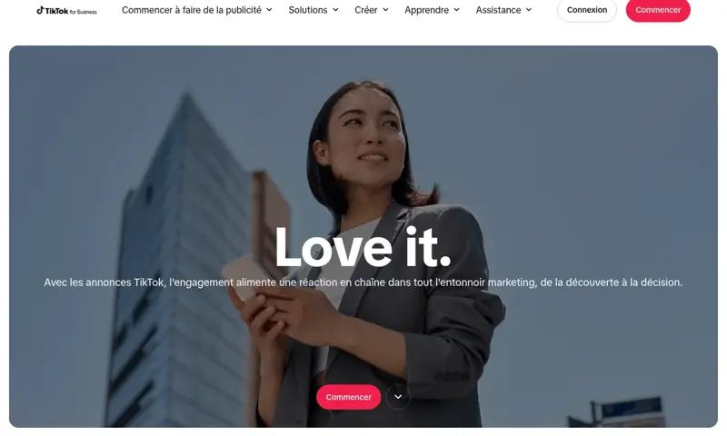 Page TikTok for Business en français