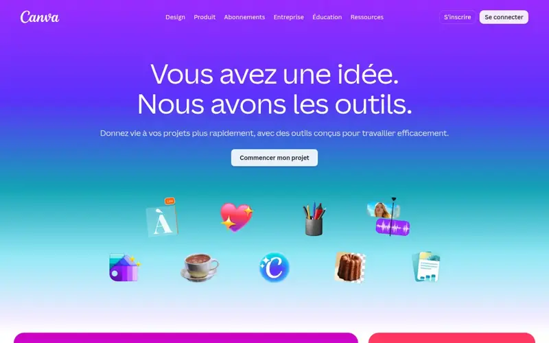 Page d’accueil Canva France