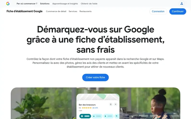 Page d’accueil Google Business Profile en français