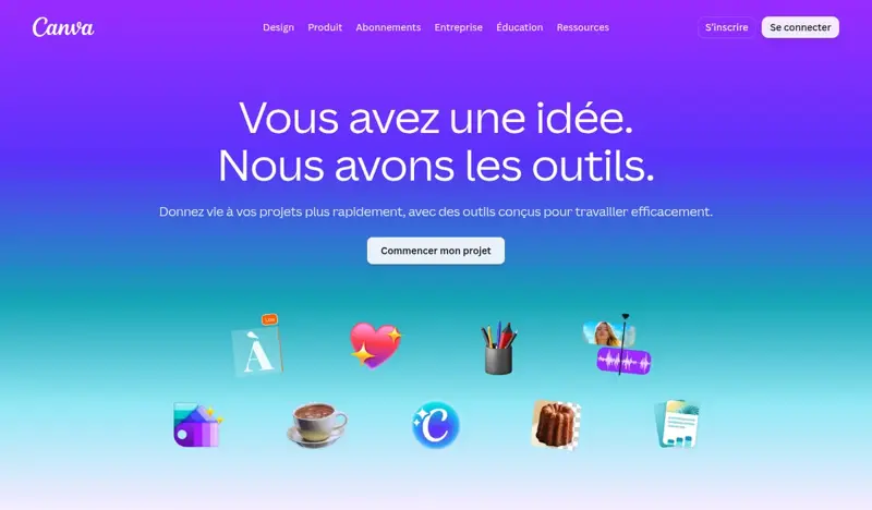 Page d’accueil de Canva France