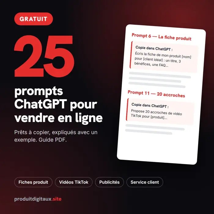 25 prompts ChatGPT pour vendre en ligne